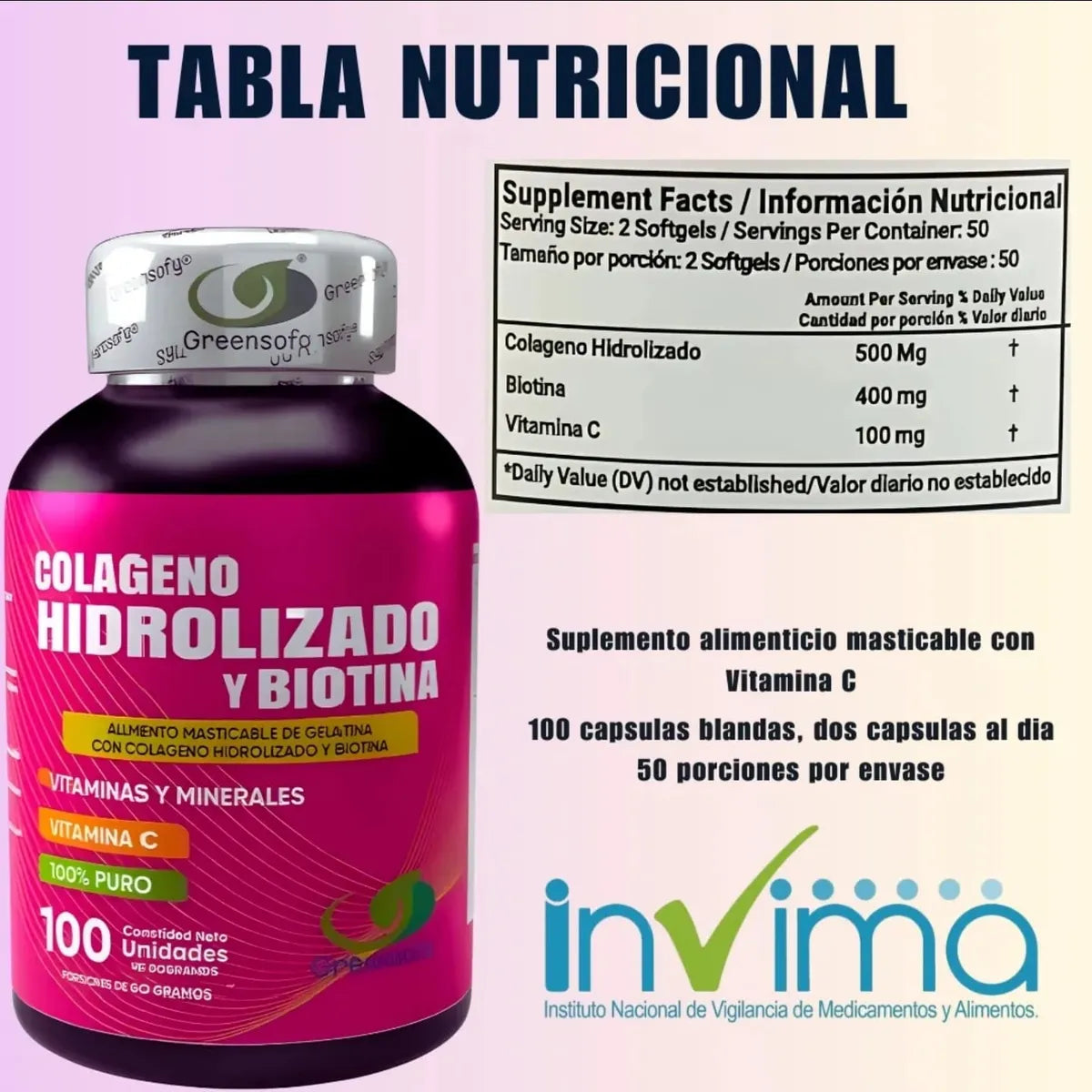 COLÁGENO HIDROLIZADO CON BIOTINA Y VITAMINA C - Pack X2