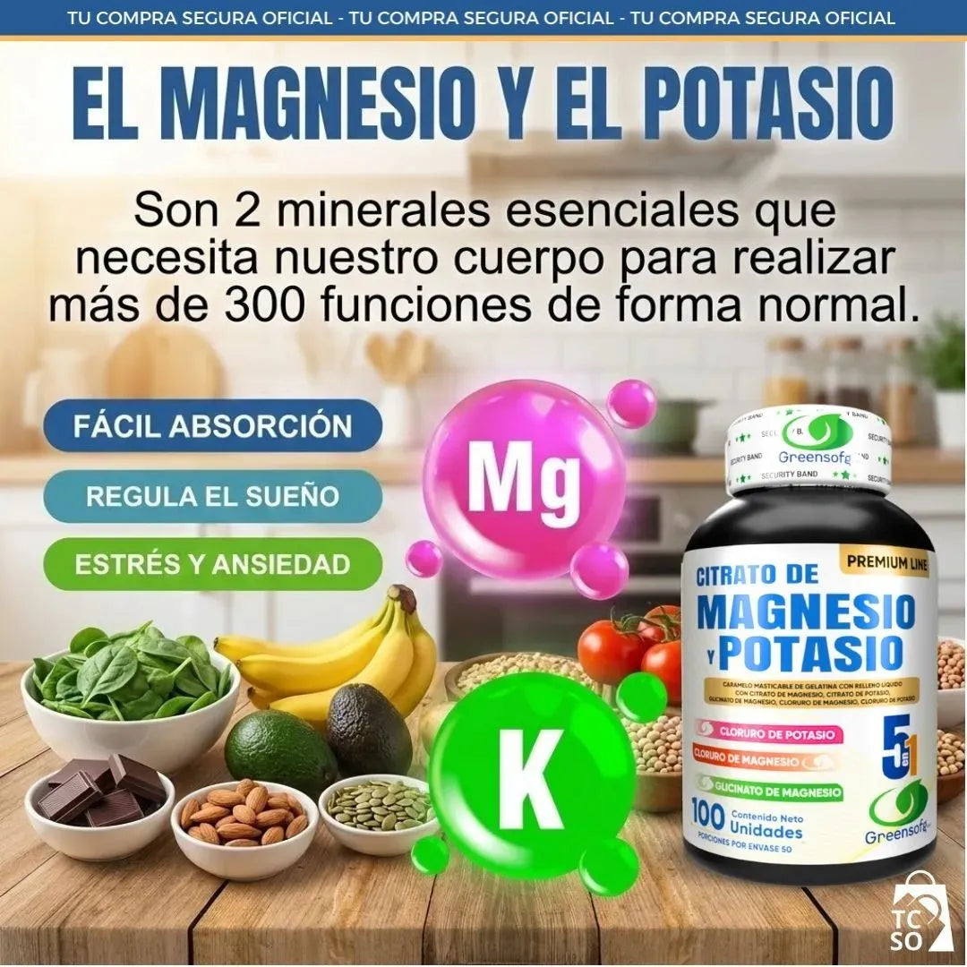 CITRATO DE MAGNESIO Y POTASIO 5 en 1 - FÓRMULA PREMIUM