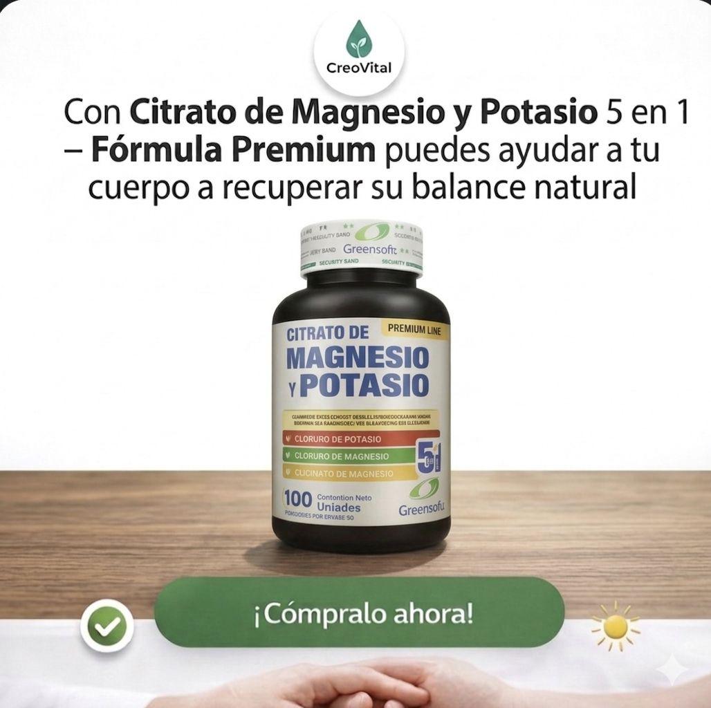 CITRATO DE MAGNESIO Y POTASIO 5 en 1 - FÓRMULA PREMIUM