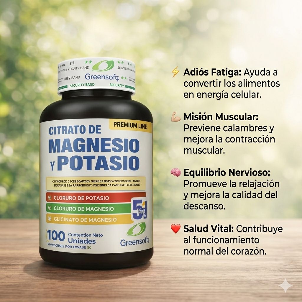 CITRATO DE MAGNESIO Y POTASIO 5 en 1 - FÓRMULA PREMIUM